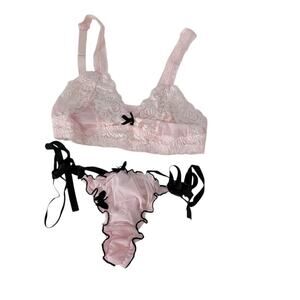 Vintage Forever 21 Y2k Coquette Bralette Pink Twin Set Blush Pink